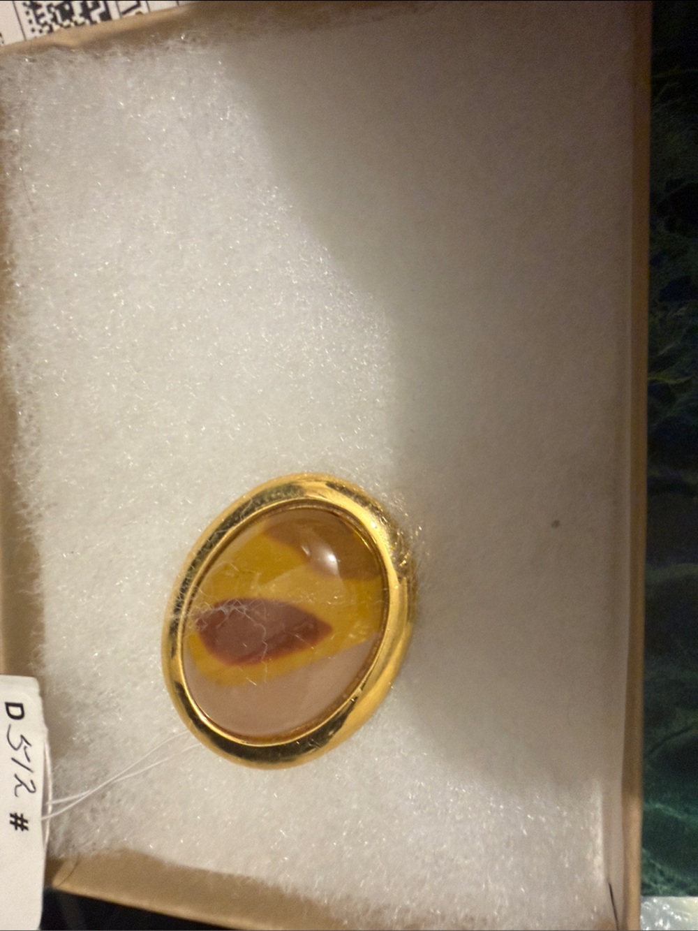 Gold-Tone Yellow & Brown Oval Statement Pin